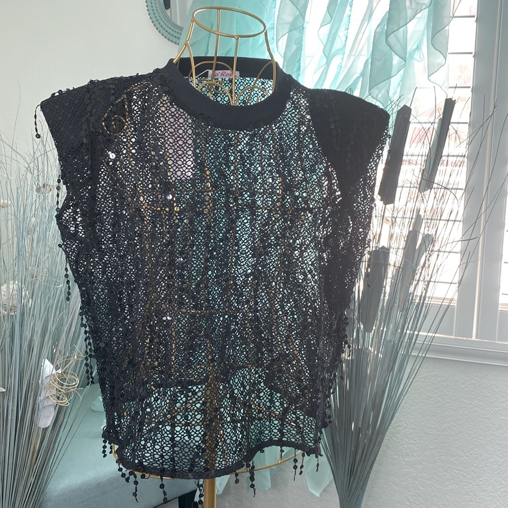 Black Sequin Trendy Top